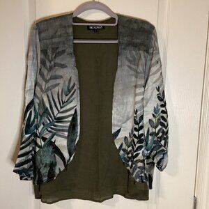 Picadilly Canada Women's Open Front Drape Cardigan Roll Up Sleeves Size S